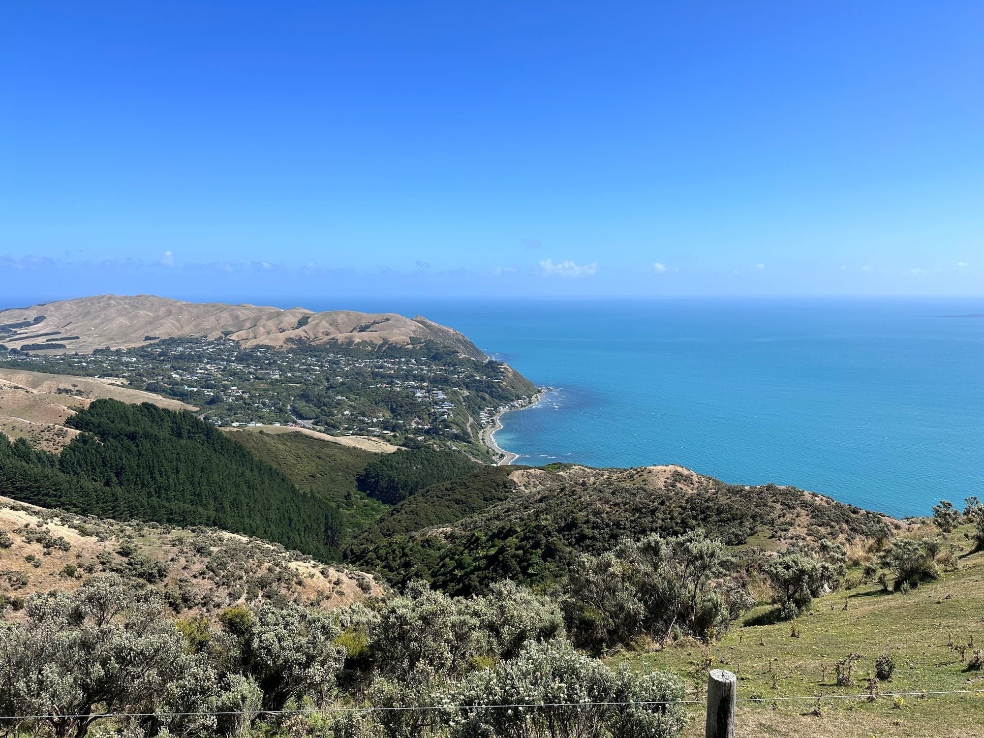 Coastal development in California with a view of the ocean.